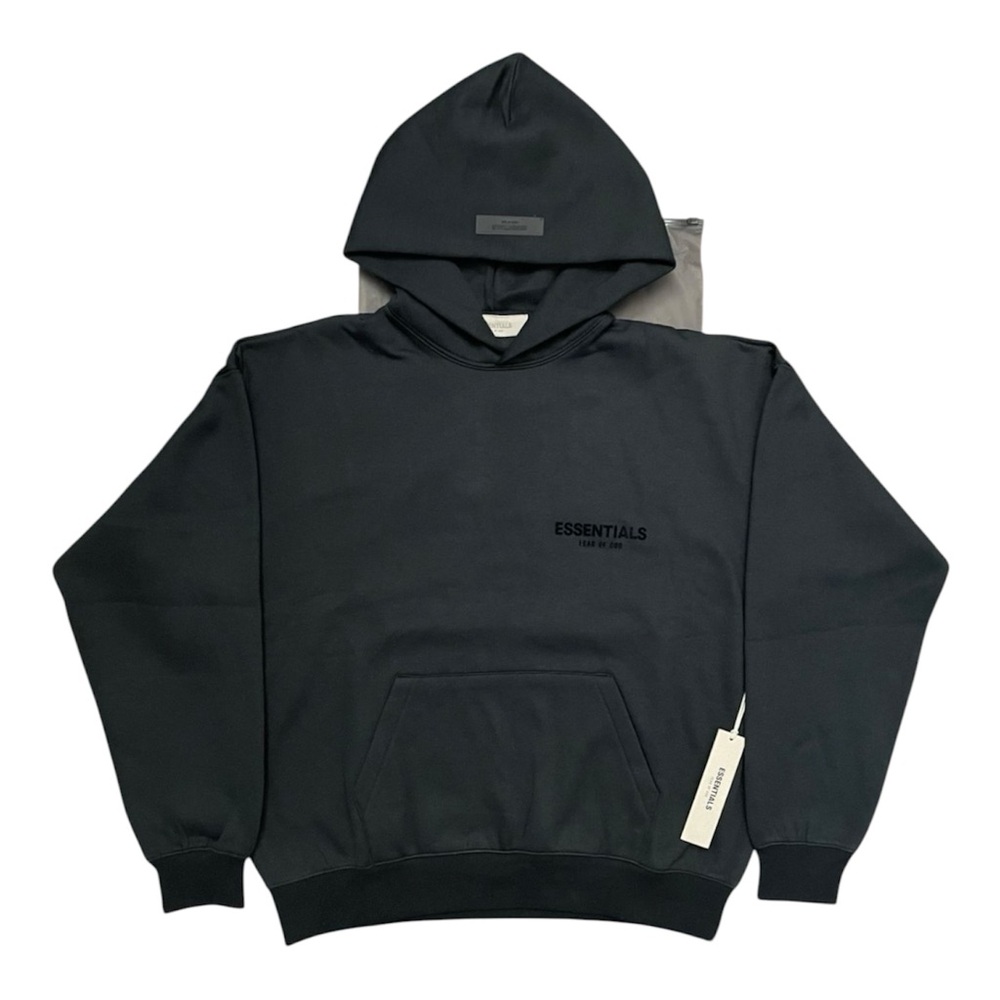 Essentials Men’s Black Hoodie - Minimal Logo Pullover